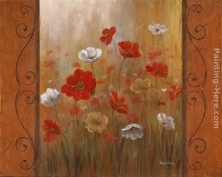 Poppies & Morning Glories II painting - Vivian Flasch Poppies & Morning Glories II art painting